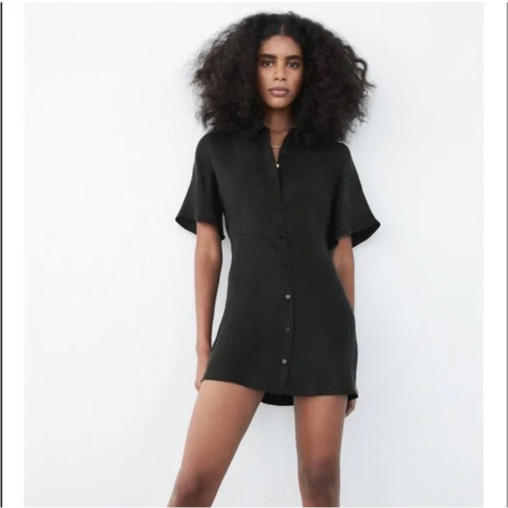 NWT ZARA button down black mini dress